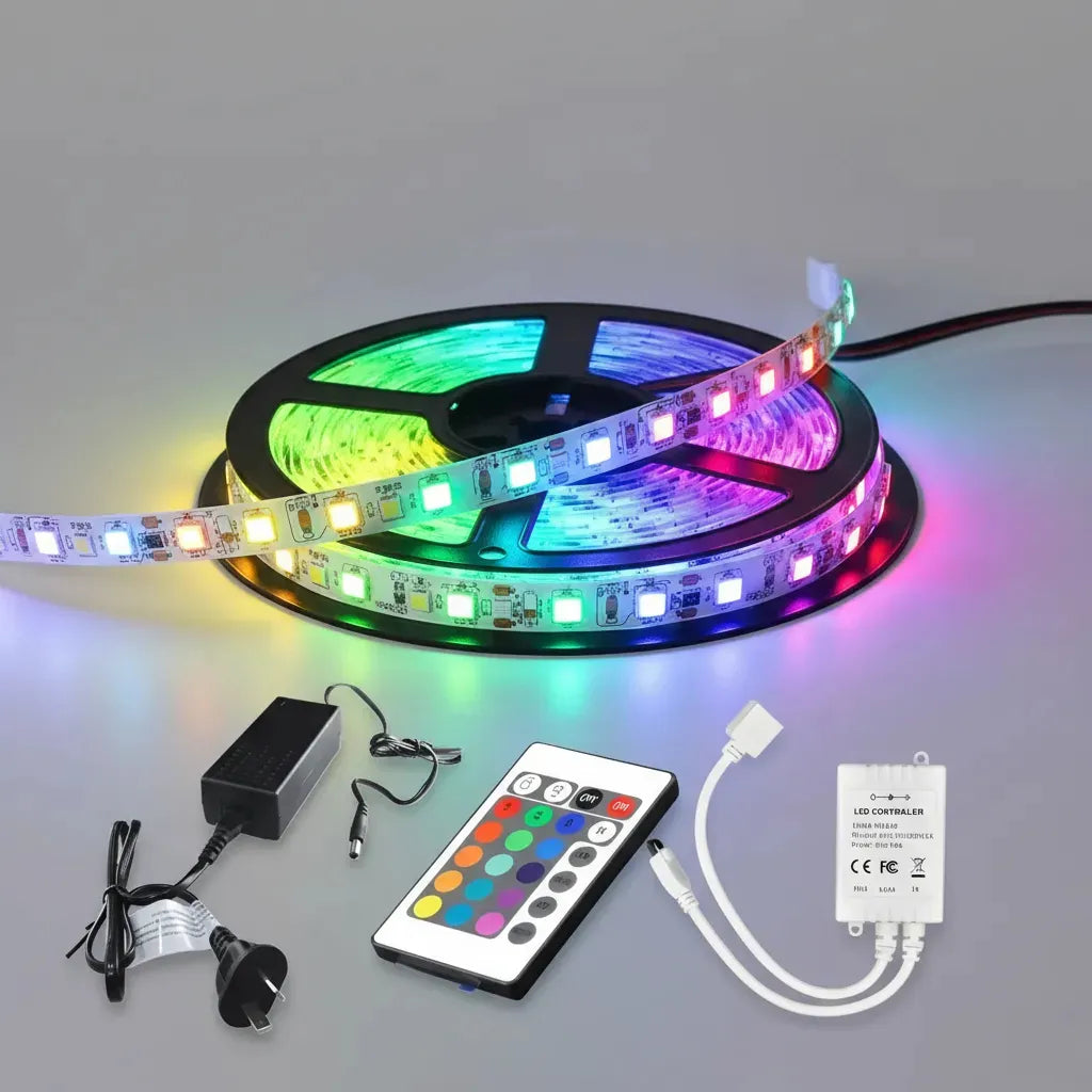 Ruban LED RGB Étanche 16 Couleurs 4 Modes 5M Télécommande