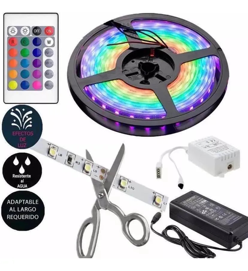Ruban LED RGB Étanche 16 Couleurs 4 Modes 5M Télécommande